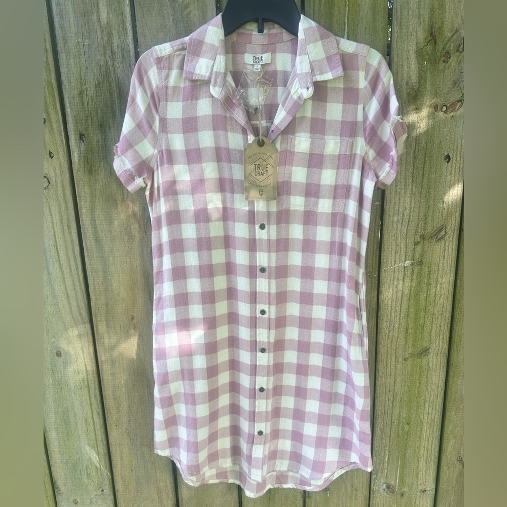 Craft Lavender and Cream Plaid dress size S - NWT